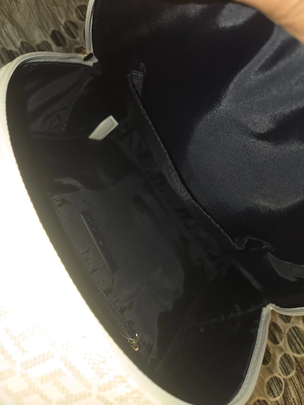 Tommy Hilfiger-Inspired White Monogram Backpack with Stripe